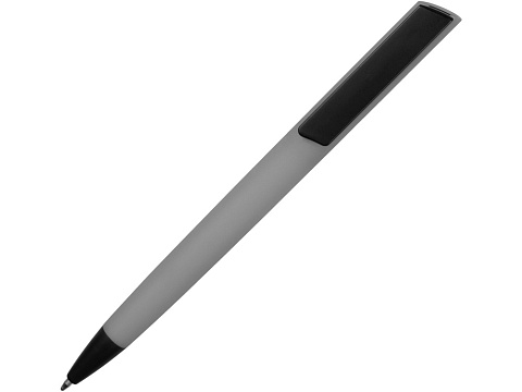 Ручка пластиковая soft-touch шариковая Taper, серый/черный - рис 2.