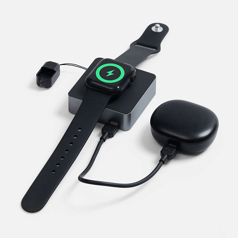 Внешний аккумулятор с беспроводной зарядкой Aura Power, серый - рис 5.