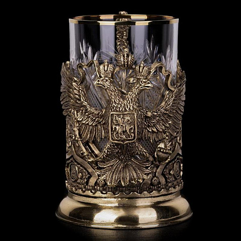 Подстаканник литой ручной работы Двуглавый орел (в шкатулке)