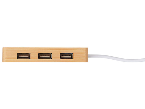 USB хаб с подсветкой лого Reedia S5, 3*USB, 1*Type C, бамбук, черный - рис 6.