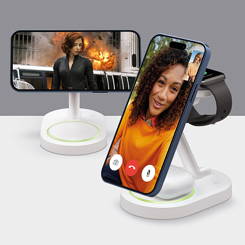 Беспроводная зарядная станция 3 в 1 MagSafe QI2 NEO, белый, Deppa - рис 4.