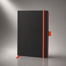 Блокнот ColorNote Black, твердая обложка A5, 80 листов, черный с оранжевым