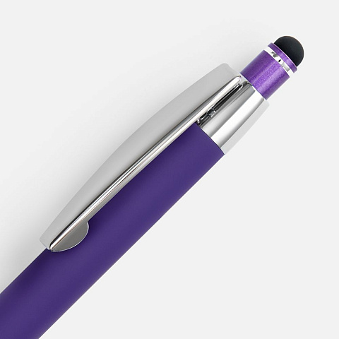 Ручка шариковая Sansen Soft Touch со стилусом, фиолетовая - рис 5.