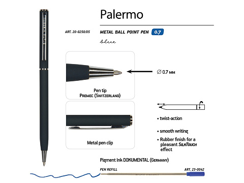 Ручка шариковая автоматическая BrunoVisconti® PALERMO цвет корпуса сине-черный, soft-touch, 0.7 мм - рис 3.