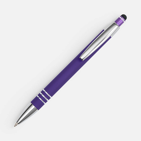 Ручка шариковая Sansen Soft Touch со стилусом, фиолетовая - рис 4.