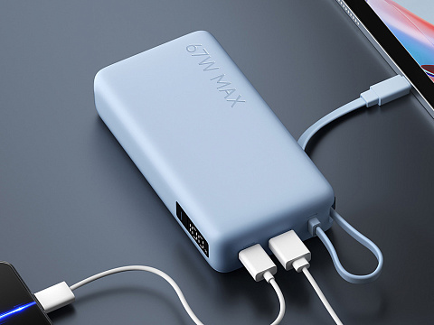 Внешний аккумулятор со встроенным кабелем Xiaomi 67W Power Bank 20000 (Integrated Cable) Ice Blue - рис 9.