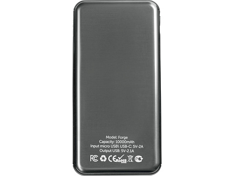 Внешний аккумулятор Forge v.2, металл, 10000mah, серый - рис 3.