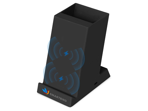 Беспроводная зарядка-подставка с подсветкой Glow box, черный (Р) - рис 2.