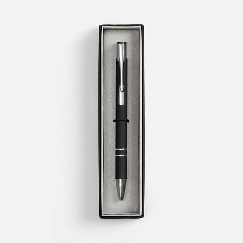 Ручка шариковая Keskus Soft Touch в футляре, черная - рис 3.