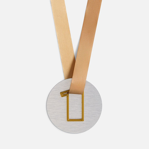 Медаль Fundo, серебристая с 3D-подвеской Symbol, цифра 1 - рис 2.
