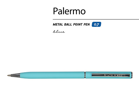 Ручка шариковая автоматическая BrunoVisconti® PALERMO цвет корпуса бирюзовый, soft-touch, 0.7 мм - рис 2.